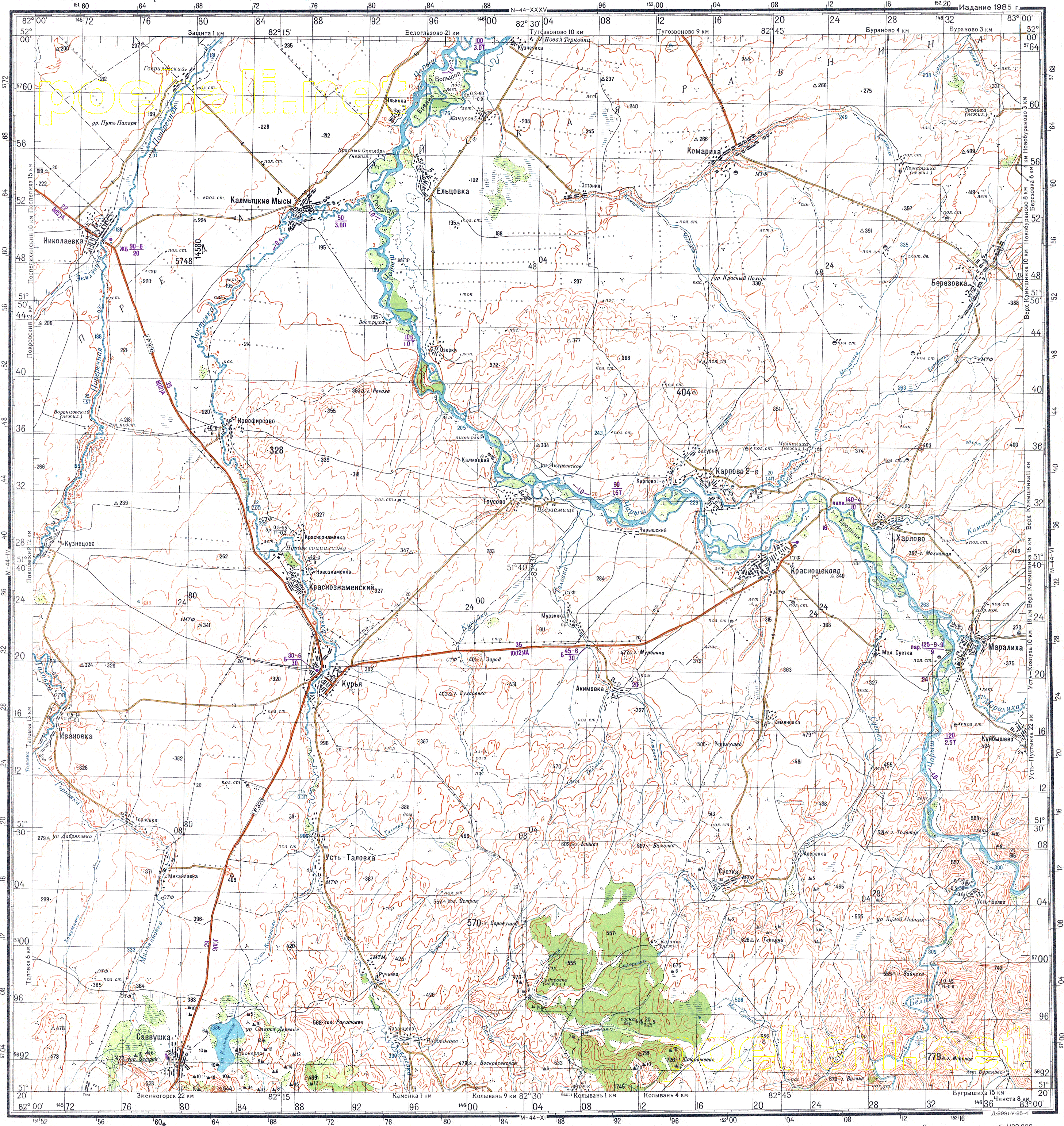 Карта полевые дороги